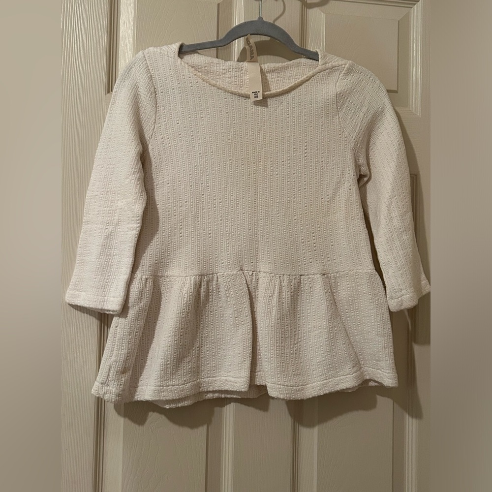 White thick 3/4 sleeve peplum